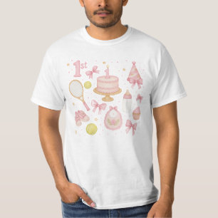 Tennis 1. Geburtstag eines kleinen Mädchen pinkfar T-Shirt