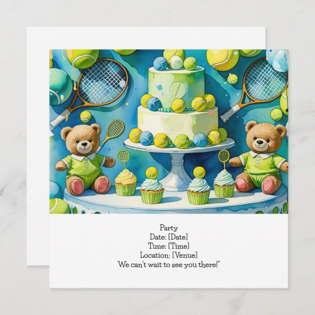 Tennis 1. Geburtstag für Jung Save The Date (Vorne/Hinten)