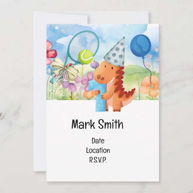 Tennis 1. Geburtstag Party Einladung (Vorderseite)