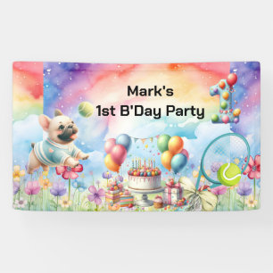 Tennis 1. Geburtstag Party für Hunde Lover Banner