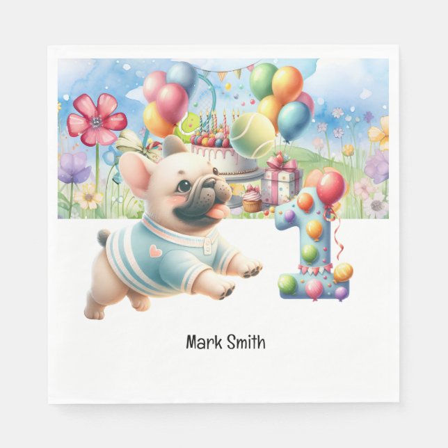 Tennis 1. Geburtstag Party für Hunde Lover Serviette (Vorderseite)