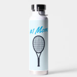 Tennis #1 Mama Mother's Day Blue Gift Trinkflasche<br><div class="desc">Gönnen Sie Ihrem Tennisspieler oder Ihrer Tennisfans diese lebendige Wasserflasche mit einem schwarzen Tennisschläger und "#1 Mama" in einem Retro-Schriftart in Blau. Wunderbar als Geschenk für Muttertag,  Geburtstage und mehr. Text ist anpassbar. Teil einer Sammlung von Parcel Studios.</div>