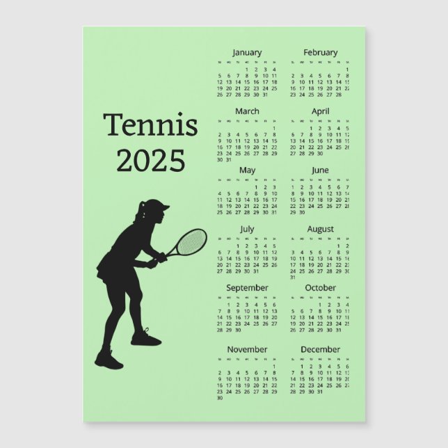 Tennis 2025 Kalender Magnetkarte (Vorderseite)