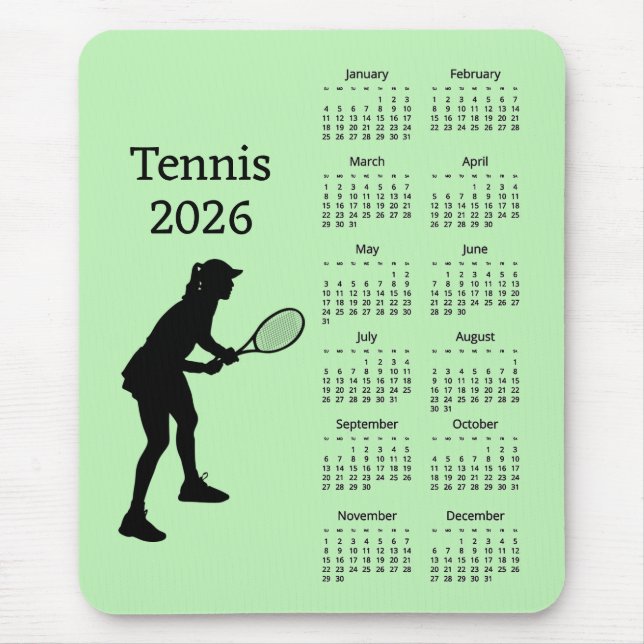 Tennis 2026 Kalender Mauspad (Vorne)