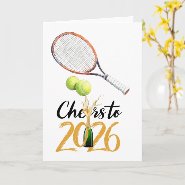 Tennis 2026 Neujahrsfeier  Karte (Gelbe Blume)