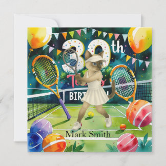 Tennis 30. Geburtstag für siamesische Katzen-Liebh Einladung