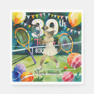 Tennis 30. Geburtstag für siamesische Katzen-Liebh Serviette