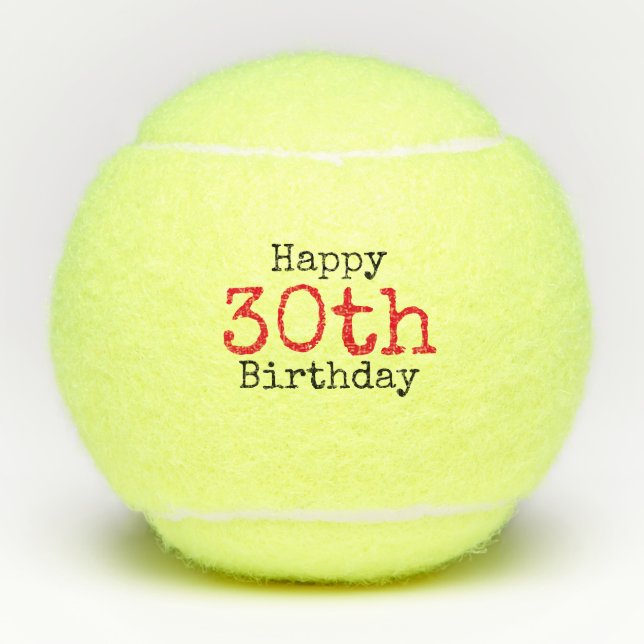 Tennis 30. Geburtstag mit Tennisball und Nummer Tennisbälle (Vorderseite)