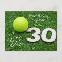 Tennis 30. Geburtstag Save the Date Postkarte