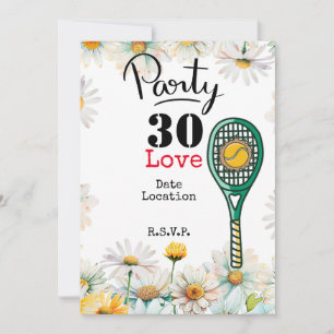 Tennis 30. Geburtstag Tennisball und Liebe Nummer Einladung