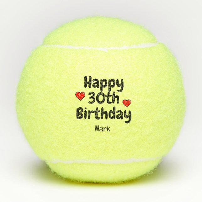 Tennis 30. Geburtstag Tennisbälle (Vorderseite)