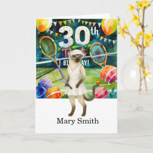 Tennis 30. Geburtstag Thema für siamesische Katzen Karte