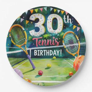 Tennis 30. Geburtstag Thema Pappteller