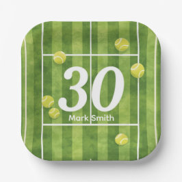 Tennis 30th Birthday Balls on the court  Pappteller