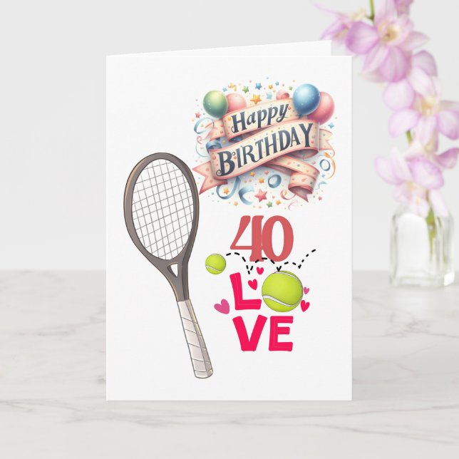 Tennis 40. Geburtstag 40-Liebe: Tennis-Themenwelt Karte (Orchidee)