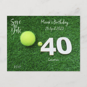 Tennis 40. Geburtstag Einladung zur Vorabanzeige Postkarte
