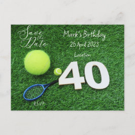 Tennis 40. Geburtstag Save the Date Postkarte
