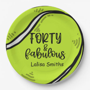 Tennis 40. Geburtstags-Plattenspieler Party Pappteller