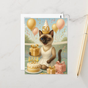 Tennis 50. Geburtstag für Cat Lovers Postkarte