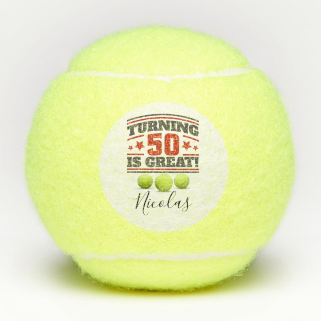 Tennis 50. Geburtstag ist großartig mit Kugeln Tennisbälle (Vorderseite)
