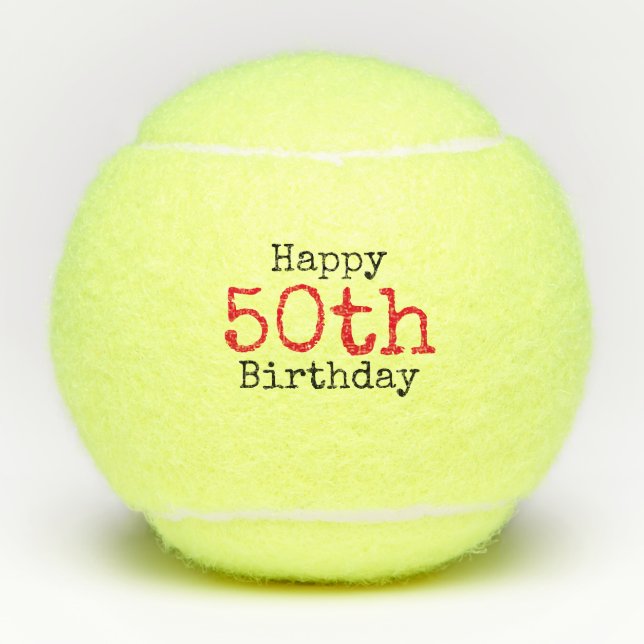 Tennis 50. Geburtstag mit Tennisball und Nummer Tennisbälle (Vorderseite)