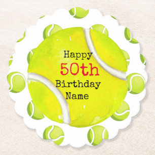 Tennis 50. Geburtstag mit Tennisball und Nummer Untersetzer