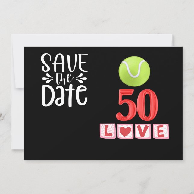 Tennis 50. Geburtstag Save the Date Einladung (Vorderseite)