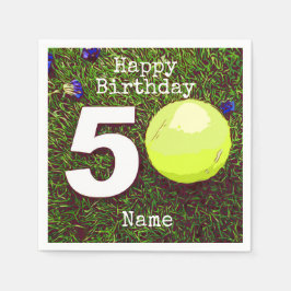 Tennis 50. Geburtstag Tennisball und Blume Serviette