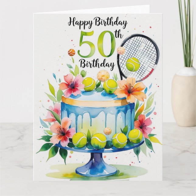 Tennis 50. Geburtstag Tennisball und Nummer Karte (Vorderseite)