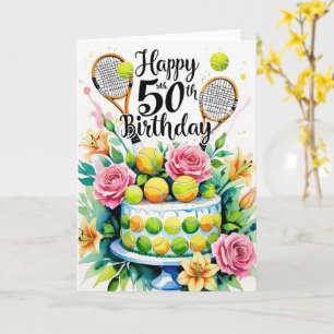 Tennis 50. Geburtstag Tennisball und Nummer Karte