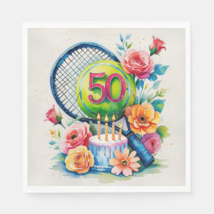 Tennis 50. Geburtstag Tennisball und Nummer Serviette