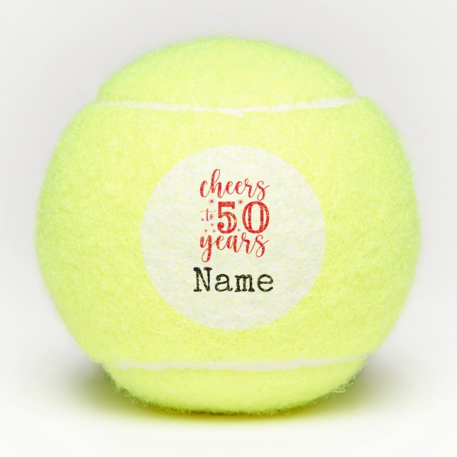 Tennis 50. Geburtstag Tennisplätze Tennisbälle (Vorderseite)