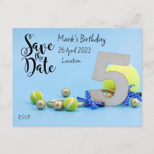 Tennis 5. Geburtstag Save the Date Einladung Postkarte