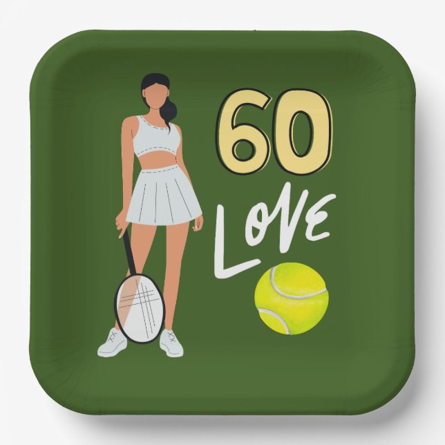 Tennis 60. Geburtstag für Frauenspieler Pappteller (Vorderseite)