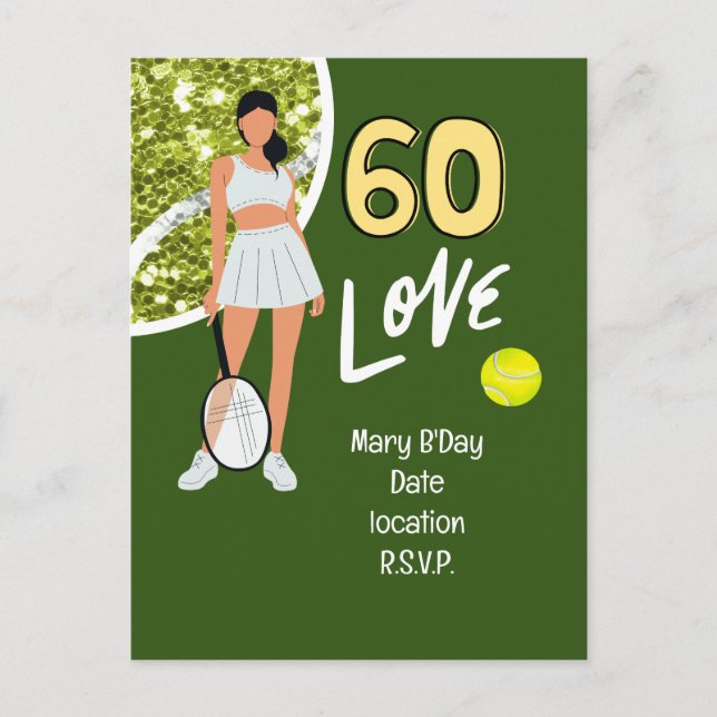 Tennis 60. Geburtstag für Frauenspieler Postkarte (Vorderseite)
