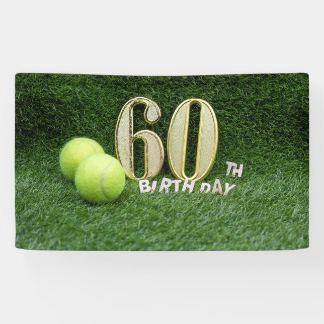 Tennis 60. Geburtstag mit 60 und Bälle Banner (Horizontal)