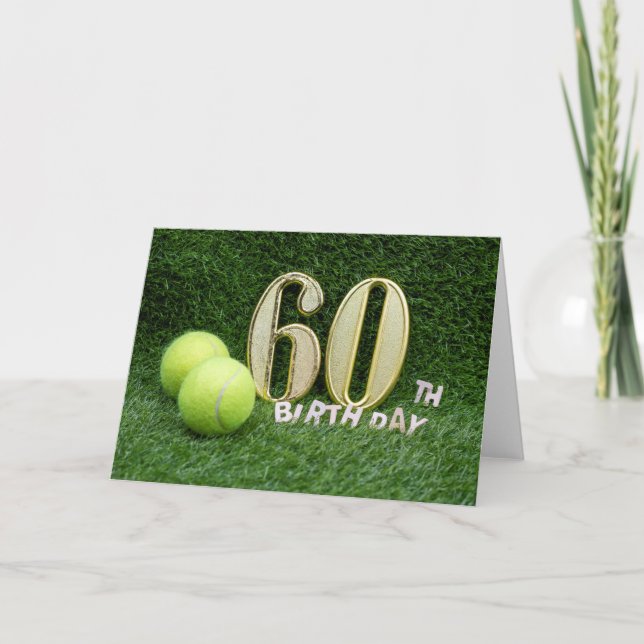 Tennis 60. Geburtstag mit 60 und Bälle Karte (Vorderseite)