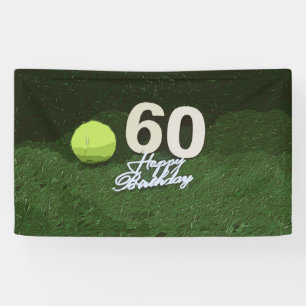 Tennis 60. Geburtstag mit Ball auf grünem Gras Banner