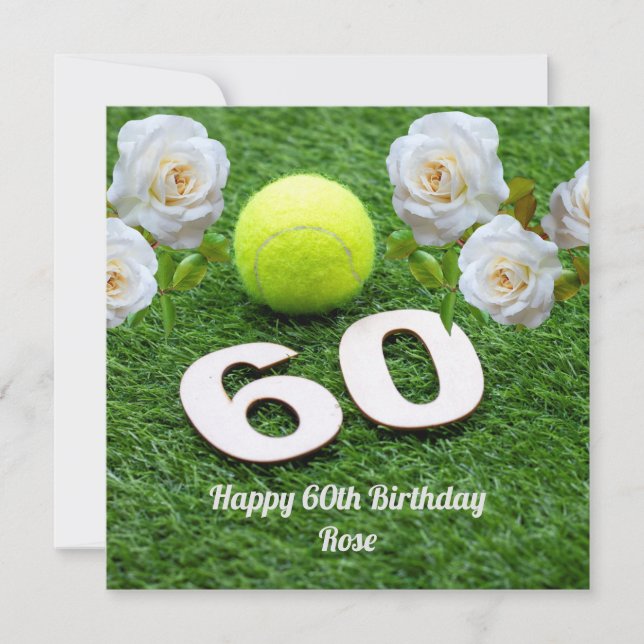 Tennis 60. Geburtstag mit Blume Karte (Vorderseite)