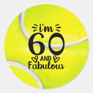 Tennis 60. Geburtstag mit Tennisball Runder Aufkleber