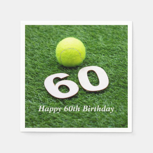 Tennis 60. Geburtstag mit Tennisball Serviette (Vorderseite)