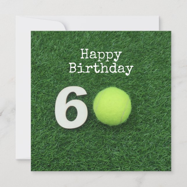 Tennis 60. Geburtstag mit Tennisball und Nummer Karte (Vorderseite)