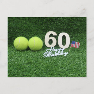 Tennis 60. Geburtstag mit Tennisball und Nummer Postkarte