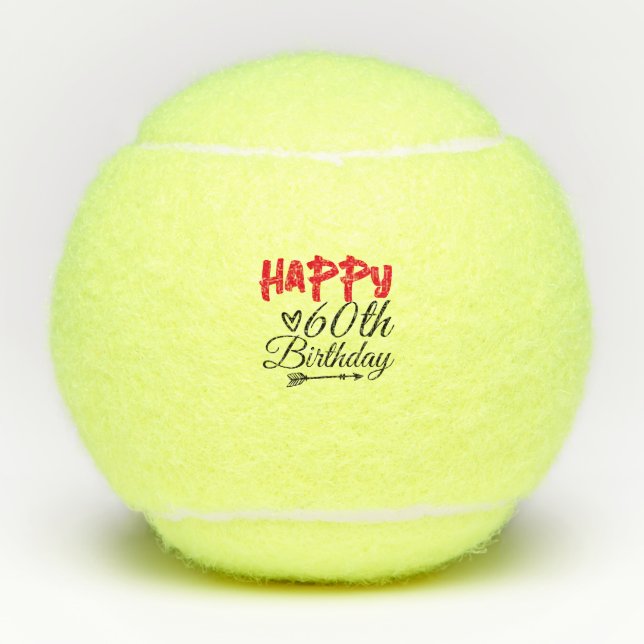 Tennis 60. Geburtstag mit Tennisball und Nummer Tennisbälle (Vorderseite)