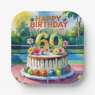 Tennis 60. Geburtstag Tennisball Liebe Pap Pappteller