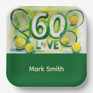 Tennis 60. Geburtstag Tennisball Liebe Pap Pappteller
