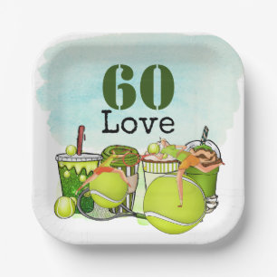 Tennis 60. Geburtstag Tennisball Liebe Pap Pappteller