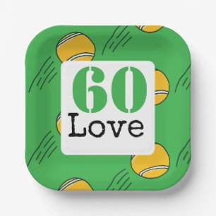 Tennis 60. Geburtstag Tennisball Liebe Pappteller