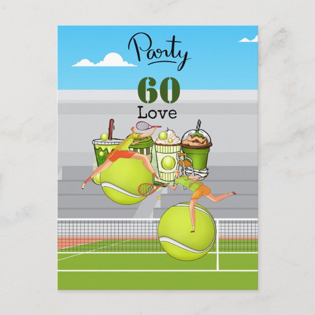 Tennis 60. Geburtstag Tennisball Liebe Postkarte (Vorderseite)