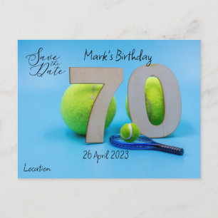 Tennis 70. Geburtstag Einladung zur Vorabanzeige Postkarte